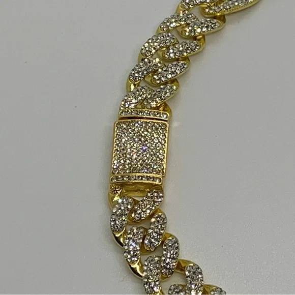 14k Gold Plated Iced Figaro Cuban Link Chains 13mm 18” 20” Iced out Premium